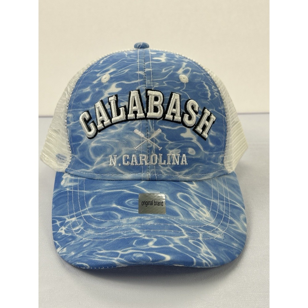 Calabash NC Lucky 7 Trucker Hat Blue White Mesh Snapback Cap NWT UPF 50+